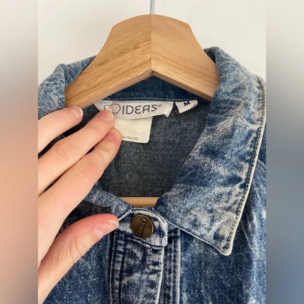 Vintage 80s Ideas Acid Wash Denim Jumpsuit - M - Picture 6 of 7